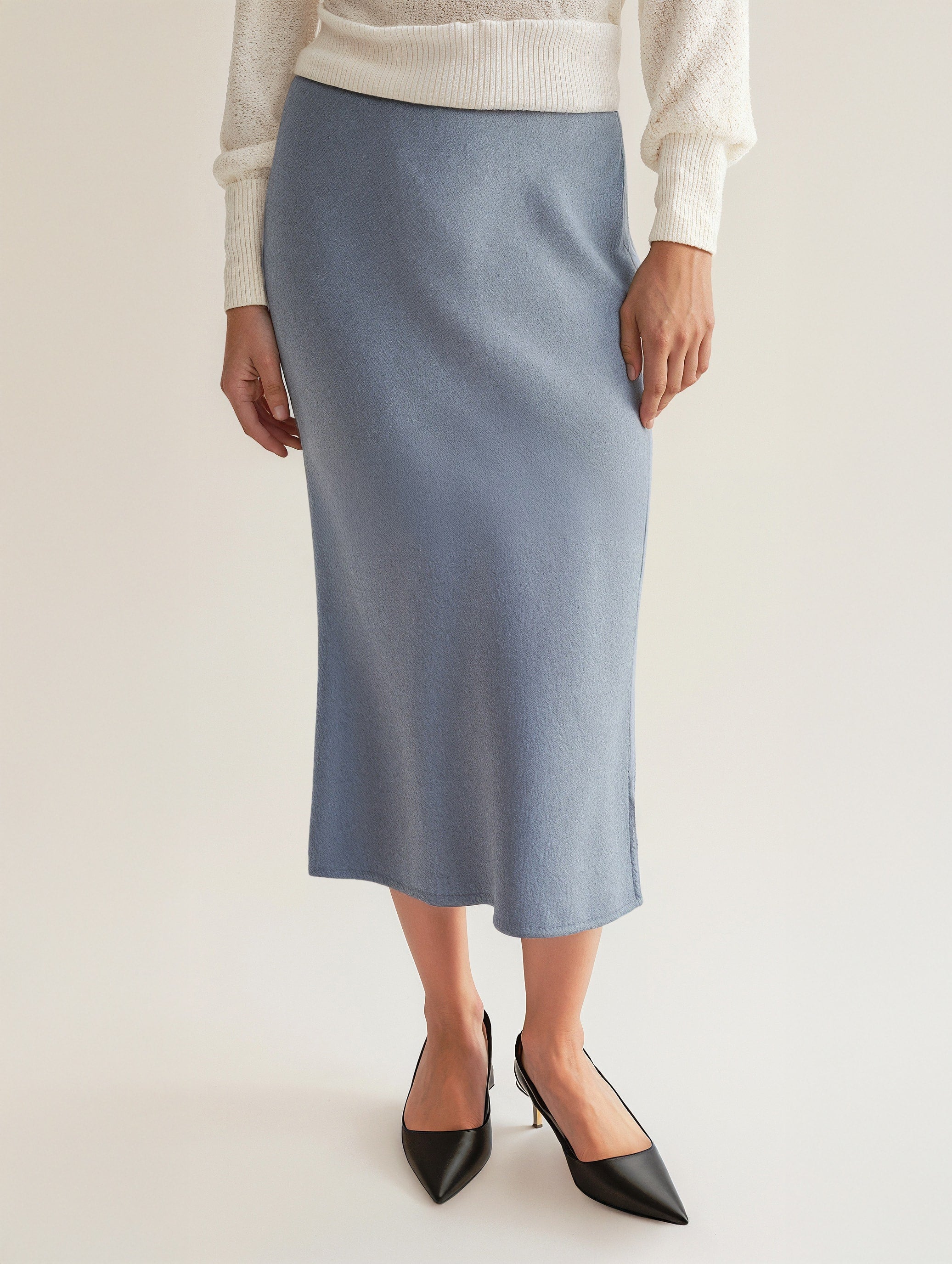 Back Slit Denim Skirt