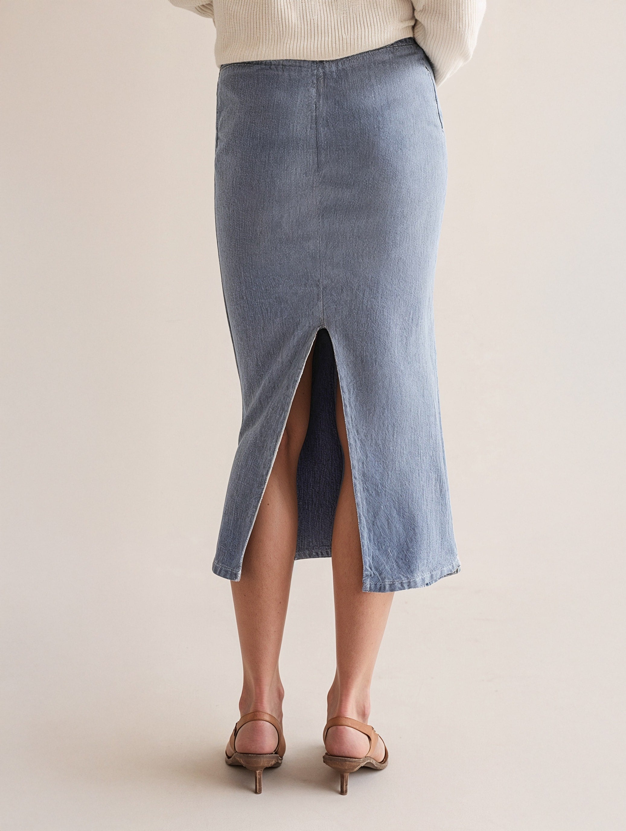 Back Slit Denim Skirt