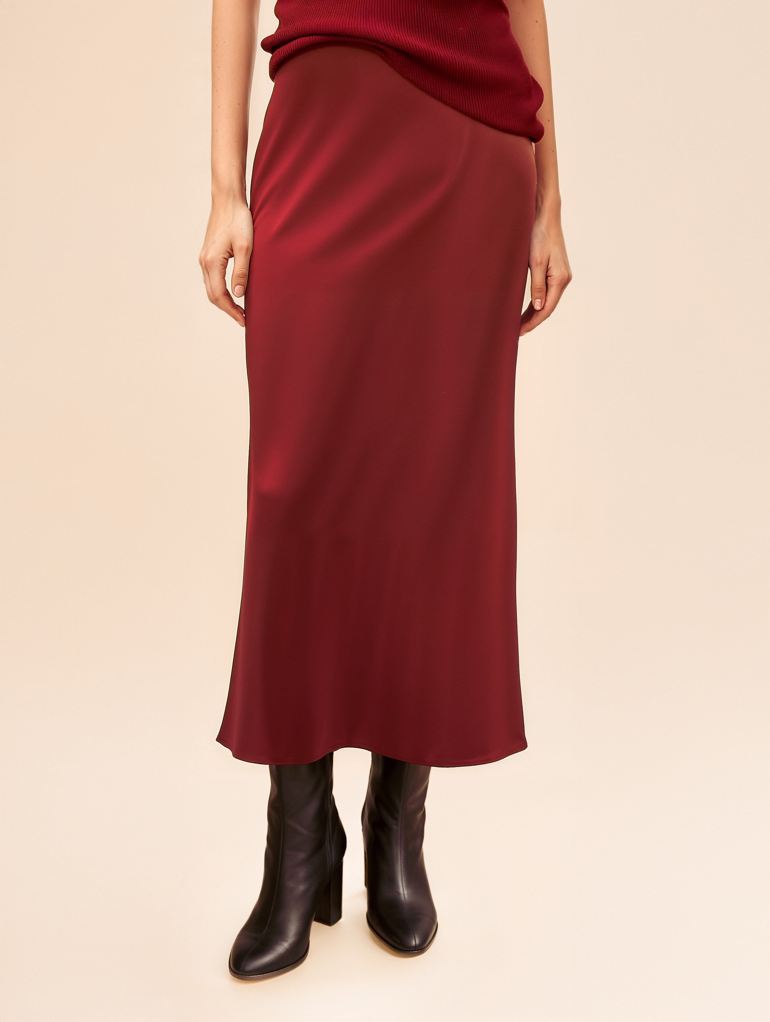 Bias Cut Satin Skirt