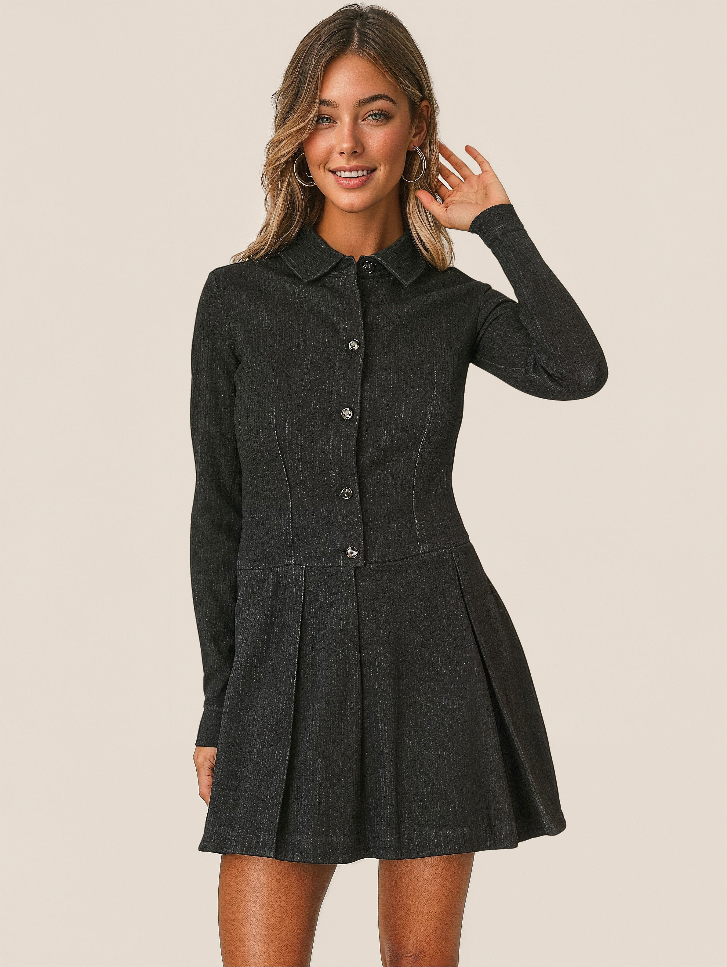 Button-Up Pleated Dress 1