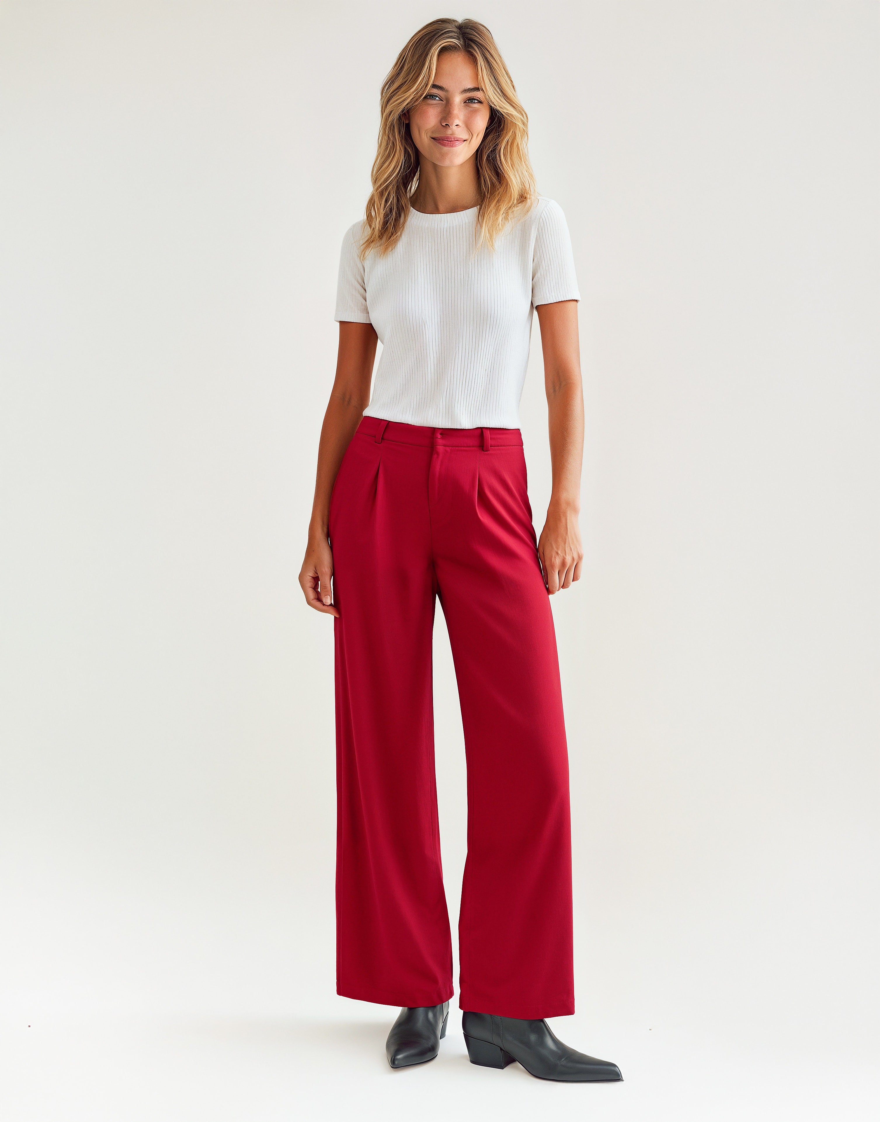 Pleated Straight Leg Trousers