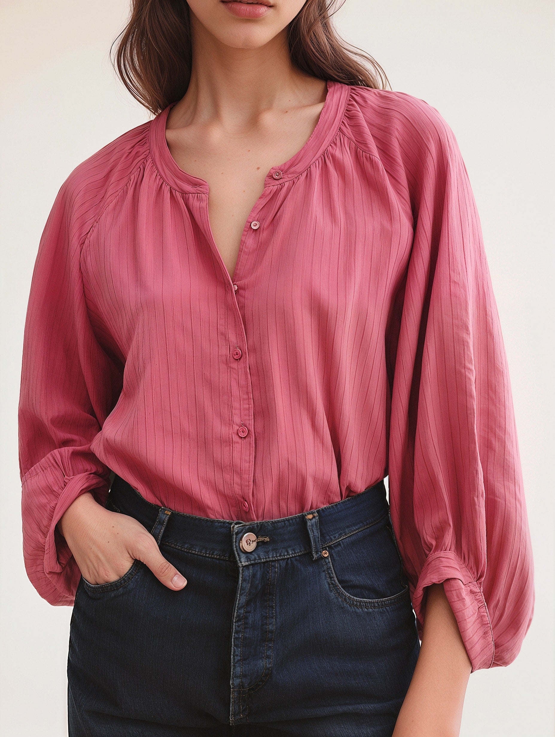 Balloon Sleeve Stripe Blouse 5
