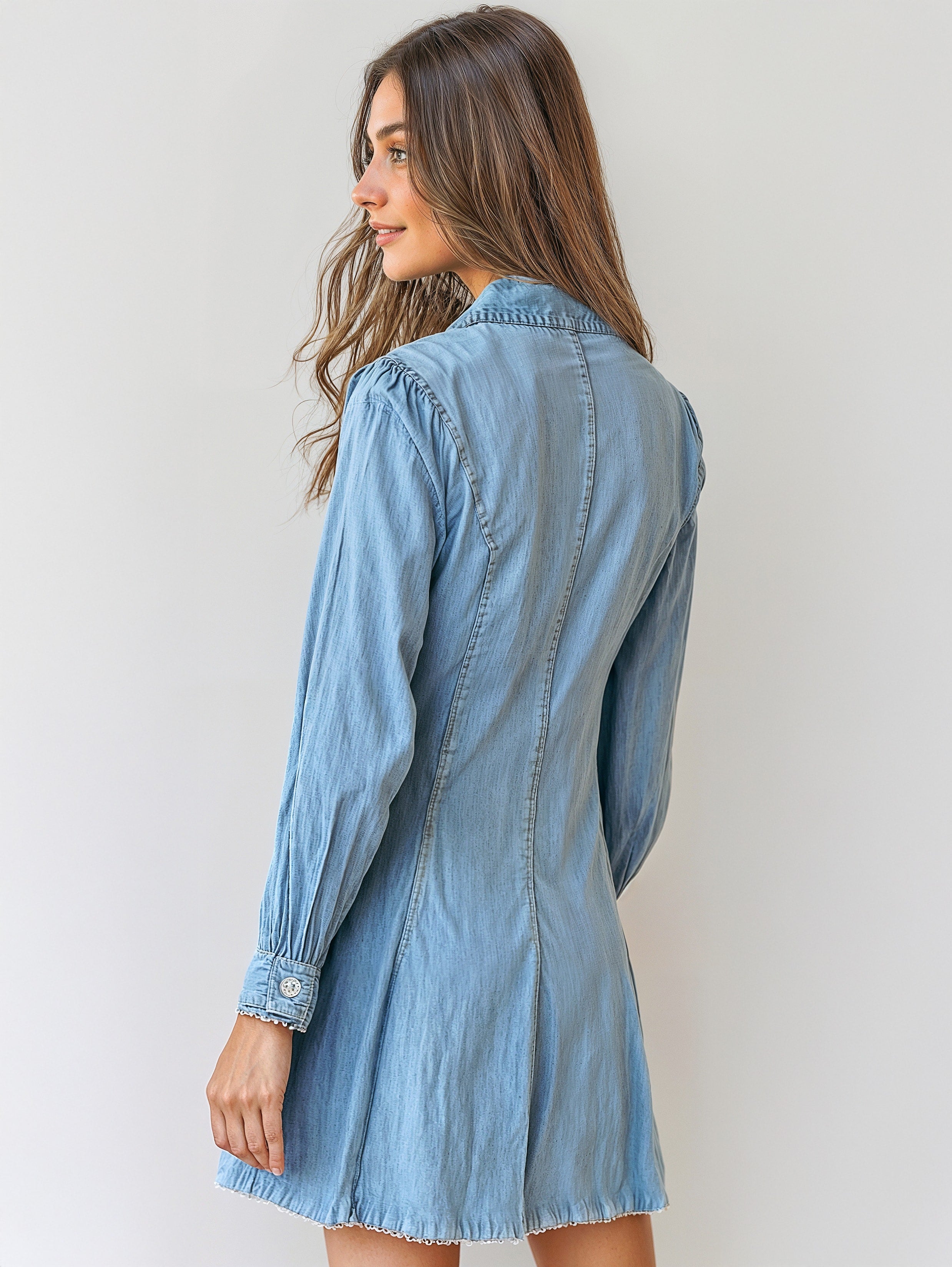 Collared Denim Mini Dress 2