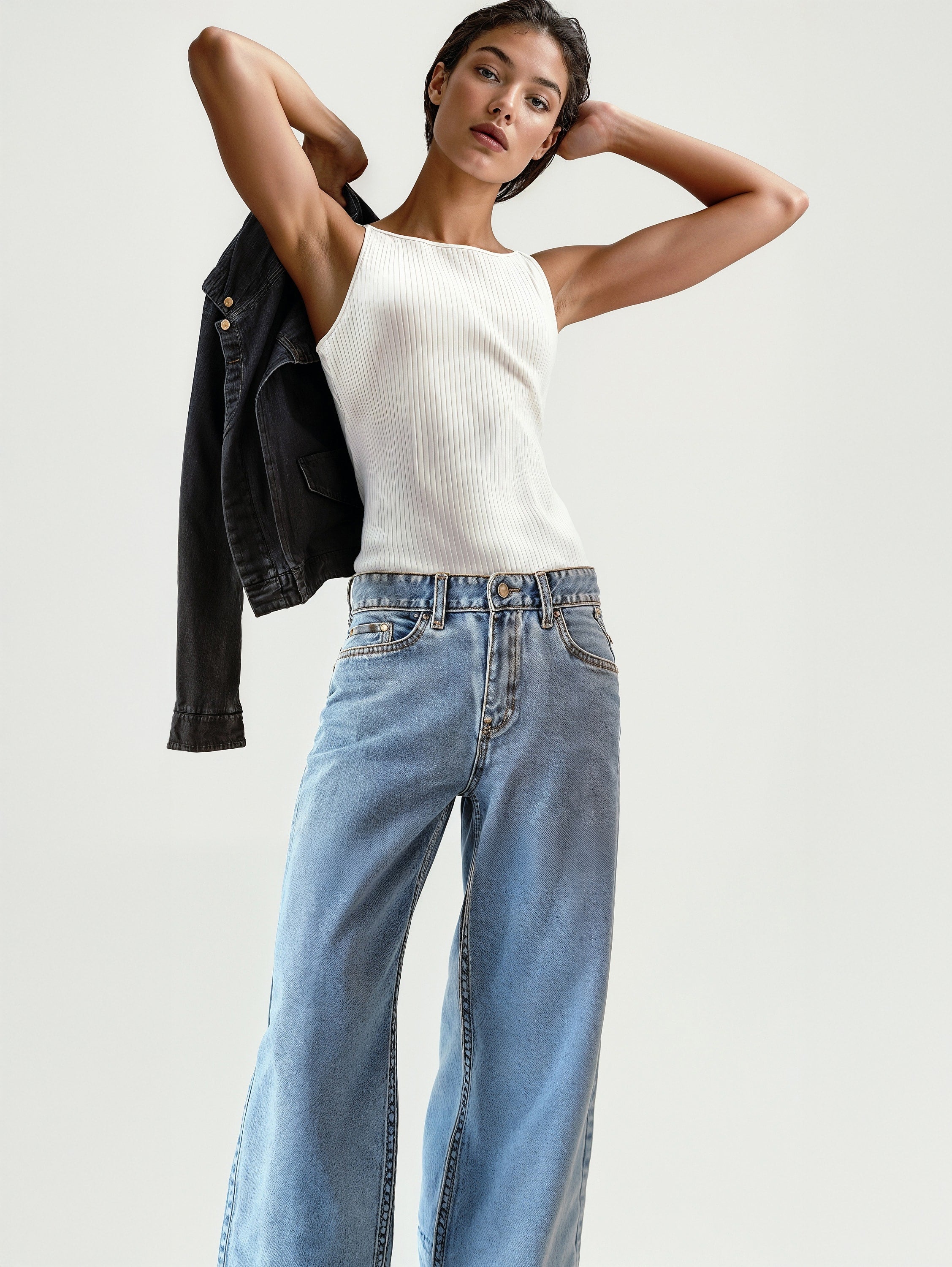 Distressed Wide Leg Jeans