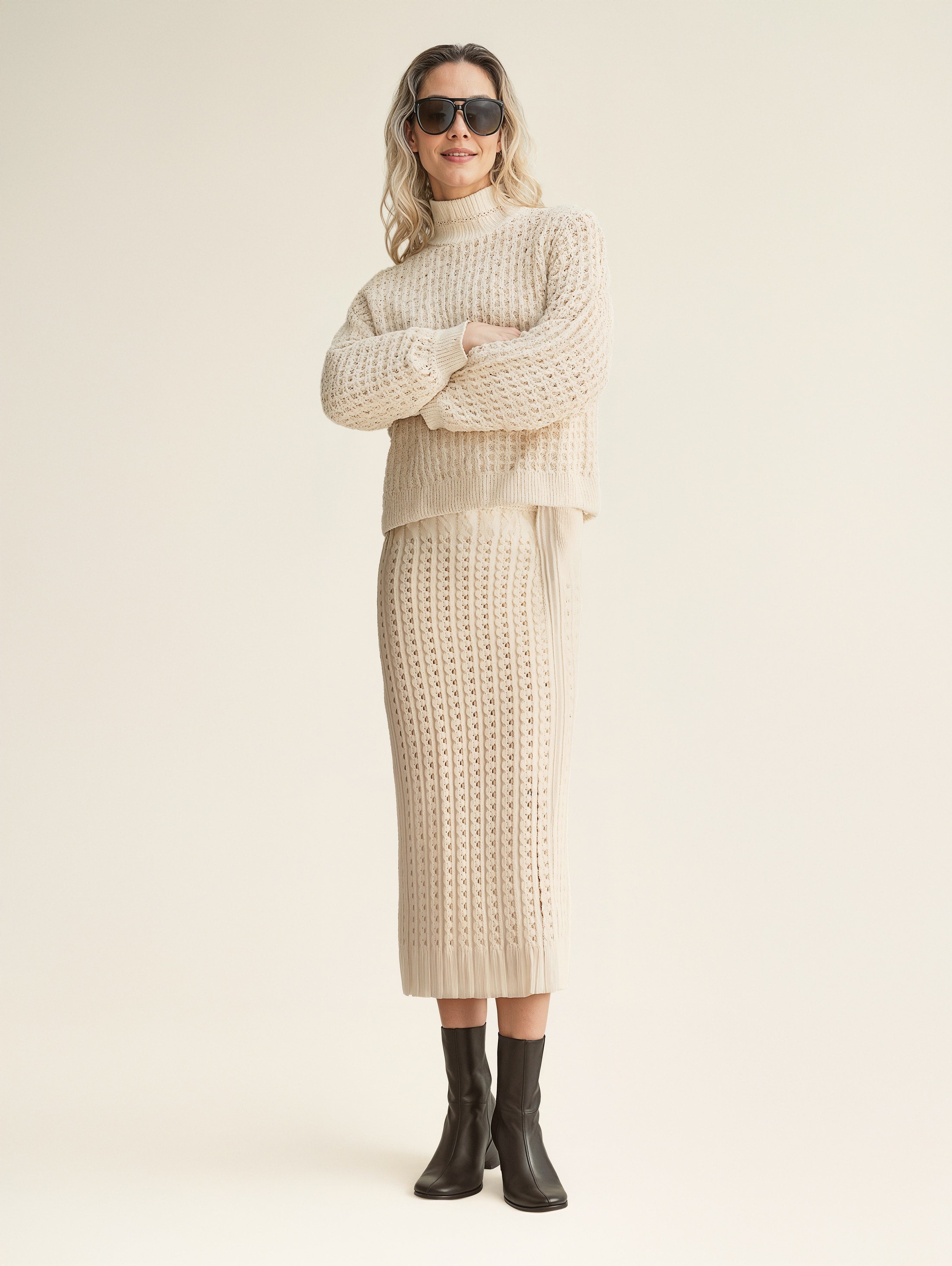 Cable Knit Midi Skirt