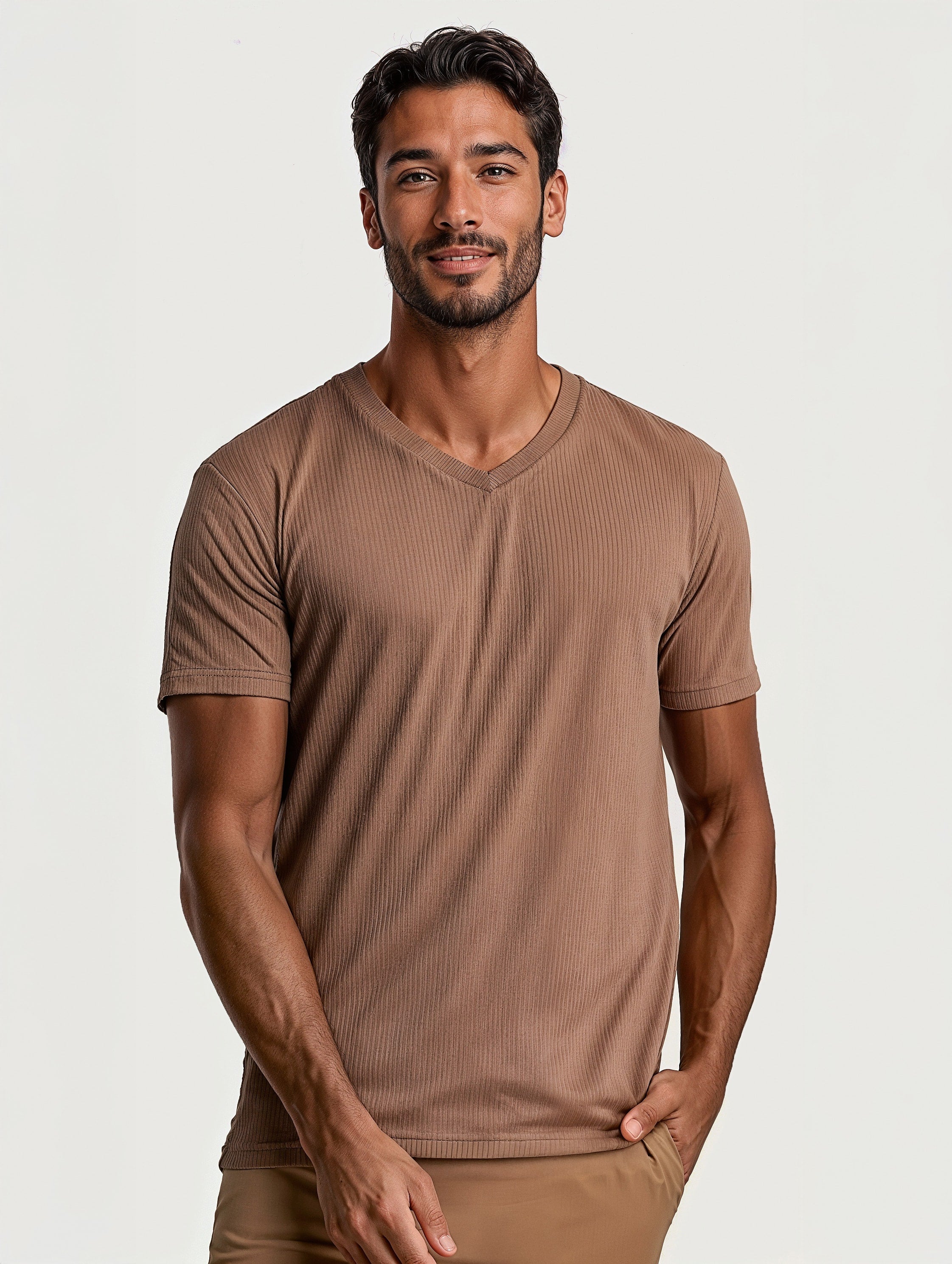 Ribbed V-Neck Tee