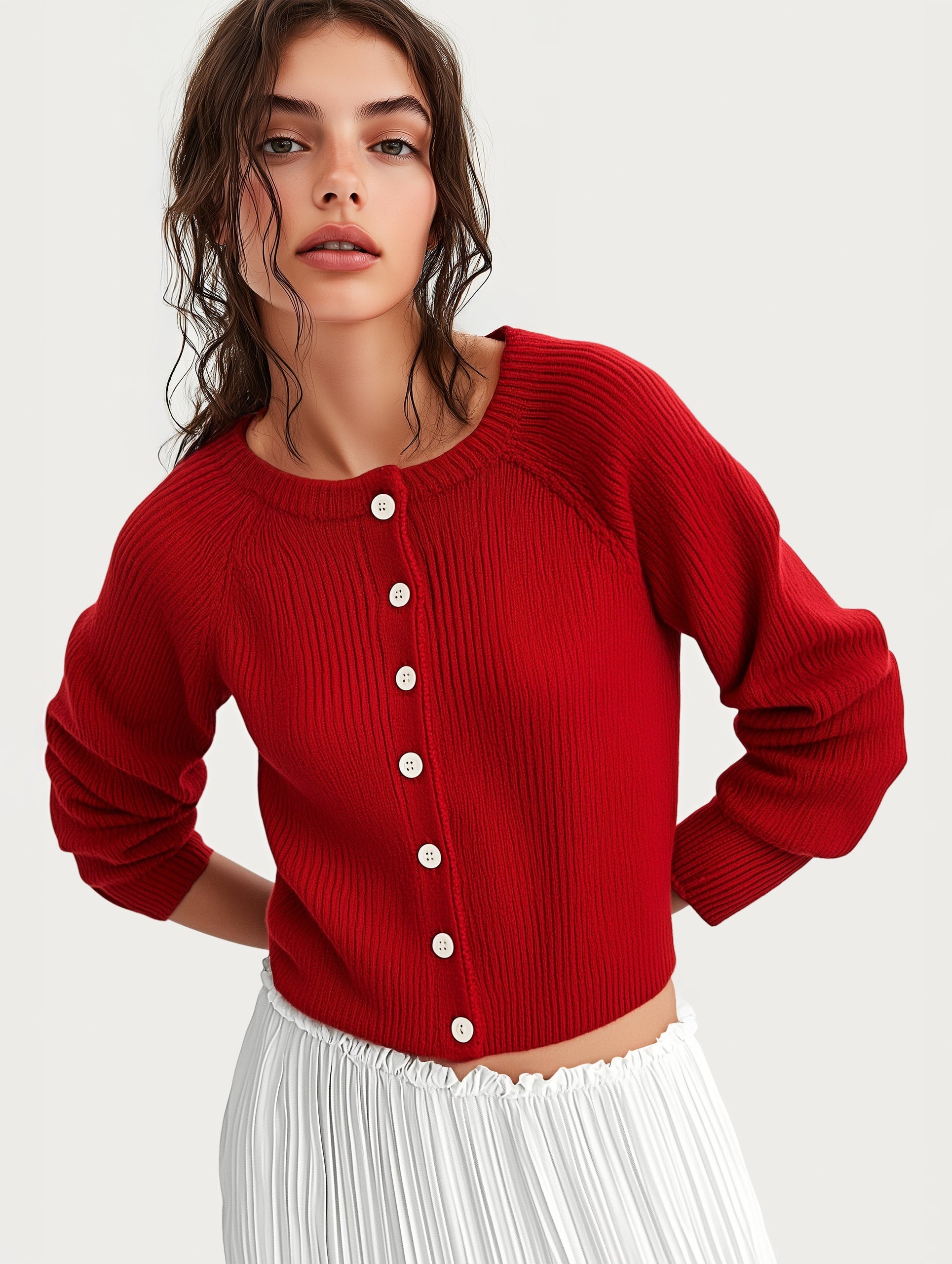 Cropped Button Cardigan