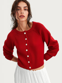 Cropped Button Cardigan